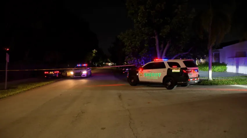 Police at the scene of Perez Hilton's home near Miami. His current condition is unknown