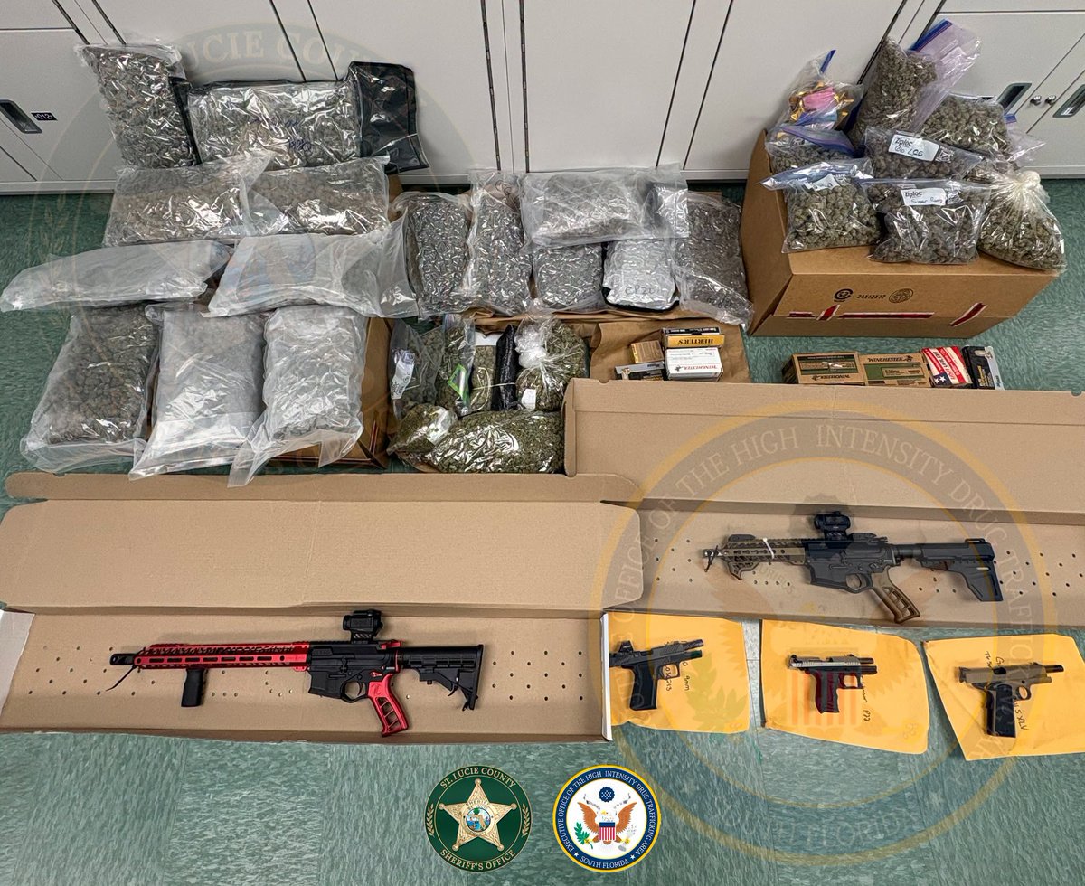 A narcotics investigation led to the arrest of a convicted felon after detectives say they found 33 pounds of marijuana, more than $150,000 in cash, and multiple firearms at a Fort Pierce home